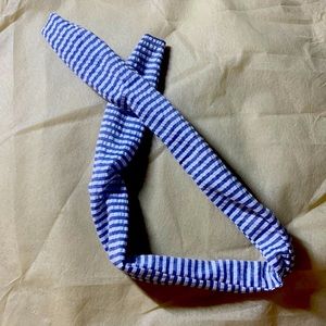 Stripe cotton gauze hair tie headband bow bunny ears Korean style French blue